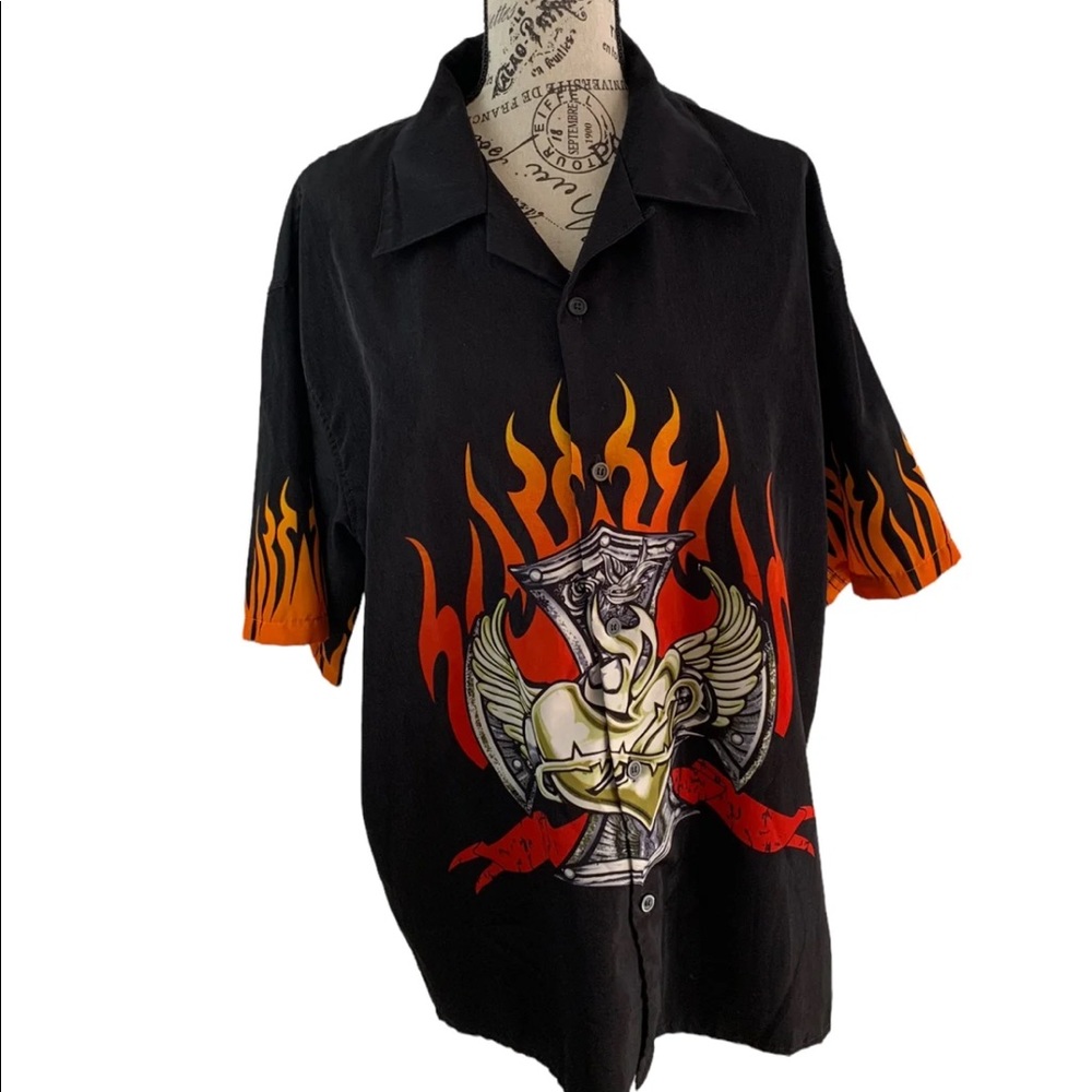 City Impact mens large graphic dress shirt